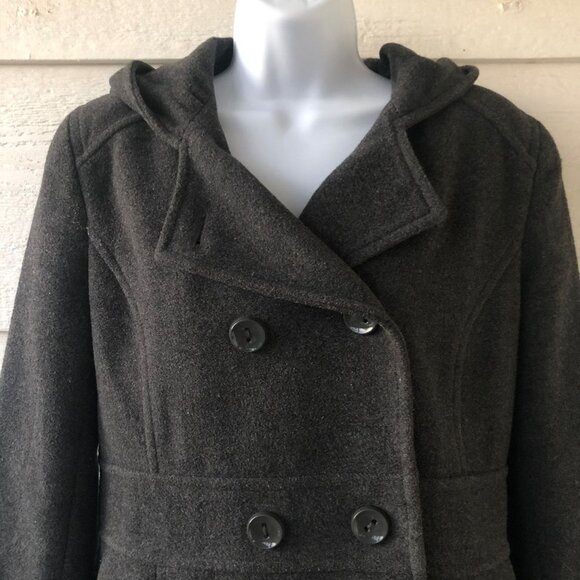 Kenneth Cole Reaction Size 8 Double Breasted Fitted Wool Blend Gray Jacket Coat - Picture 13 of 15